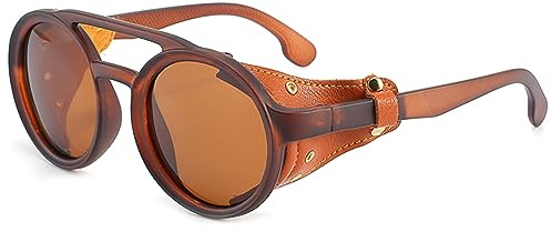 Moto Góticas Gafas de Sol Redondas Vintage Envoltura Side Shield Retro Steampunk Hombres Mujeres