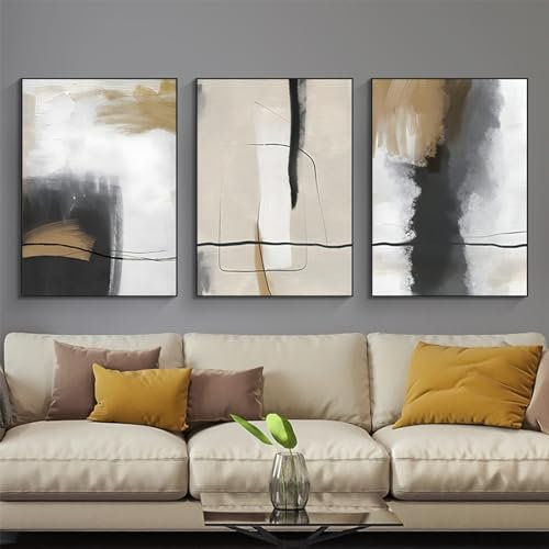 HMDKHI Modernes Geometrisches Linienbild, Abstrakter Bildsatz Wohnzimmer Schlafzimmer Poster Tapete Kunstdekoration, Rahmenlos (Wandbild-11,50x70cm*3)