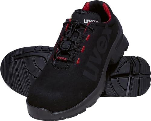Uvex 1 Duo Low shoe S2 – säkerhetssko för lätta områden – sportig, lätt och flexibel – svart, röd – storlek 41