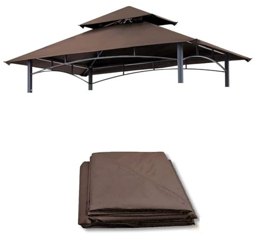 Pxyobto Ersatzdach für Grillpavillon, 1,5 m x 2,4 m, Outdoor-Grillpavillon, doppelstöckige Schutzabdeckung, Dach passend für Pavillon-Modell L-GG001PST, L-GZ238PST (Kaffee)
