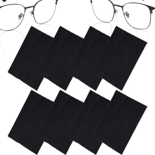 JEYORZY Paños de Microfibra, Paquete de 8, Gafas Paño de Limpieza, Paños Lavables Para Limpiar Gafas, Paños de Microfibra Para Limpiar Pantallas, Lentes,Cámaras, Teléfonos Móviles (Negro)