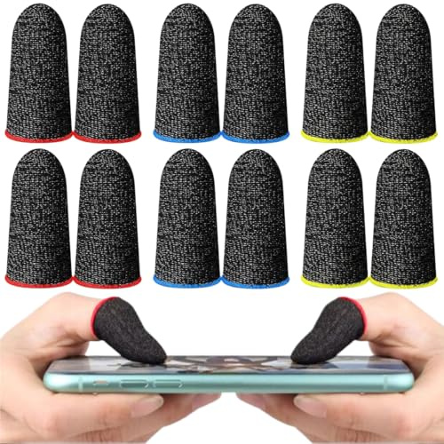 12 Paquetes Dedales Gamer, Dedales Para Jugar Al Movil Gaming Tacto Perfecto Sedoso Resistente Al Sudor Perfecto Para Pulgar y El Dedo Índice,Compatible Con Todos Los Dispositivos Móviles