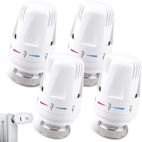 WIYETY 4 Stück Thermostatkopf Kühlerthermostat:M30 x 1,5 Thermostat Heizung, Heizkörperthermostat, Kühlerventil Ersatzkopf, Thermostatkopf Homgen, Heizkörperventil, Kühlerventilköpfe, für Büro Zuhause