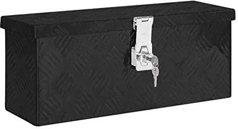 ZEYUAN Aufbewahrungsbox, Abschließbare Box, Alu Box, Metal Box, Transportkiste, Werkzeugbox, Metallkiste, Alukiste, Schwarz 50x20,5x15 cm Aluminium