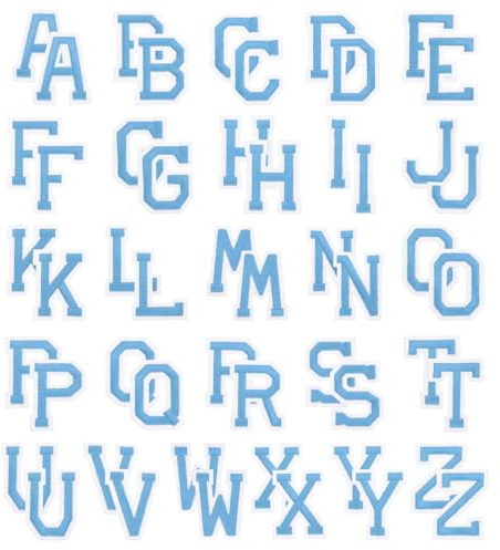 PATIKIL Iron on Letter Patches, 52Pcs Embroidered Letters A-Z Sew on Iron on Patches for Clothes Backpacks Hats DIY Accessories, Sky Blue 2inch Height