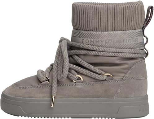 Tommy Hilfiger Dam Tommytech Logotape Snowboot varm Fw0fw08998utomhusstövlar, Grå tenn grå, 37 EU