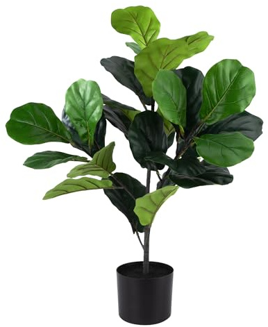 Jesustree Ficus Lyrata Artificial Violin Leaf 80cm Fig Tree, Fake Plants in Pot, Indoor and Outdoor Home, Office, Garden, Modern Decoration, Gift (1 pack)