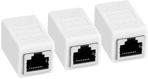 AXFEE RJ45 koppling Cat7, 3 stycken CAT6-kopplingskontakt, kabelförlängning, LAN-kontakt nätverkskabel, Ethernet-kabel patchkabel för Cat 7 Cat6 Cat5 Cat5e, vit