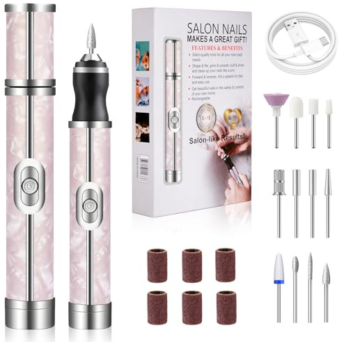Electric Nail File for Thick Toe Nails, 4 Speeds Adjustable Professional Nail Drill Machine for Acrylic and Gel Nails,Newly Upgraded Electric Nail Drill with 18 Drill Bits for Various Nails and Shapes