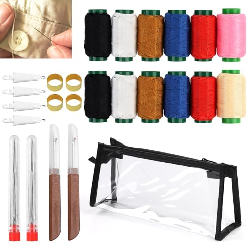 PAPAcroscoma 75PCS Sewing Tool Set：Large Eye Hand Steel Sewing Needle Kit with Thread, Stainless Steel Sewing Needles Set for Home Repairs, Travel, and DIY Crafts