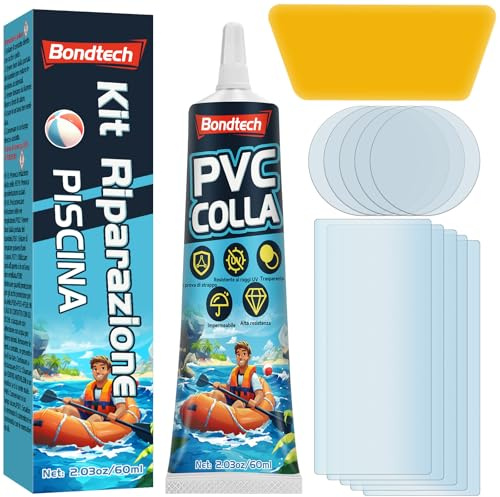 Bondtech Kit Riparazione Piscina, Impermeabile Kit Riparazione Gonfiabili, Clear Ripara Un'Ampia Gamma di Gonfiabili, SUP, Liner Piscina, Gommone, Tende, Tela (60ml)