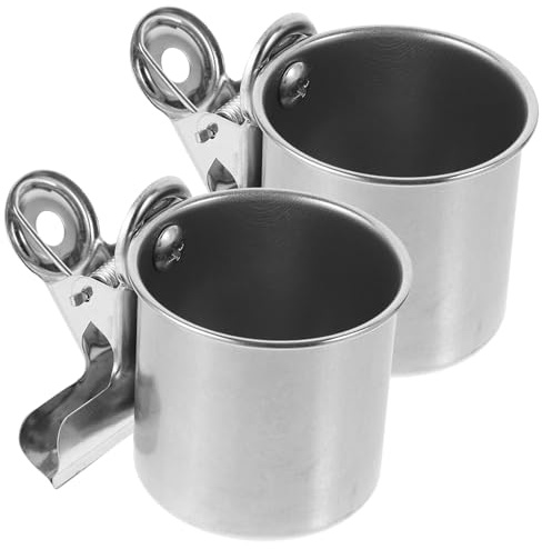 VALICLUD 2 Contenitori in Acciaio Inossidabile per Pappagalli e Calopsitte, Riutilizzabili e Facili da Pulire, Contenitori per Cibo e Acqua per Gabbie di Uccelli