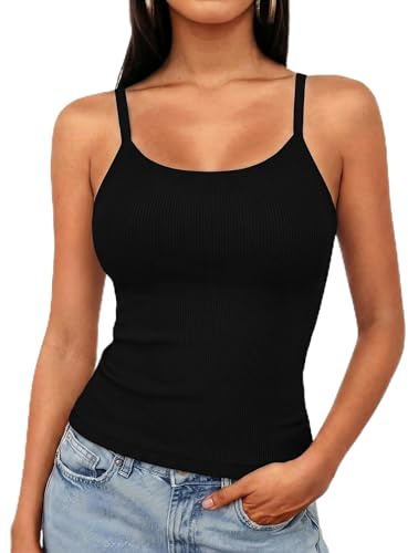 Aottori Vest Top Women UK Scoop Neck Ribbed Slim Fit Sleeveless | Spaghetti Cami, Minimal Fashion, Smooth Feel, Party Clothing, Vacation Wear, Daily Layer, Feminine Shape