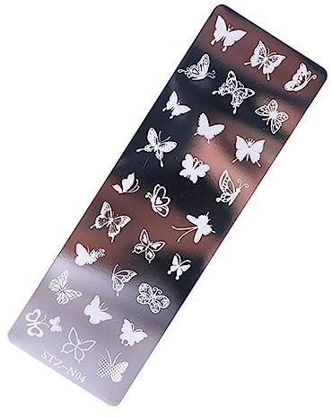 Nail Art - Plantilla de estampación de imágenes de flores diseño de mariposa manicura estampación de esmalte de uñas para el hogar o el salón placa de estampación placa de sello para vacaciones arte