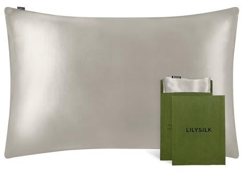 LILYSILK 100% Mulberry Silk Pillowcase 19MM Both Side Silk Hypoallergenic Breathable Housewife Pillow Cover with Envelope Closure for Hair and Skin(Silver Grey,Standard 50x75cm)