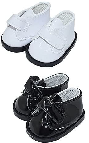 niannyyhouse Chaussures en cuir blanc noir Longueur 5,5 cm Convient pour les poupées en peluche de 20 cm