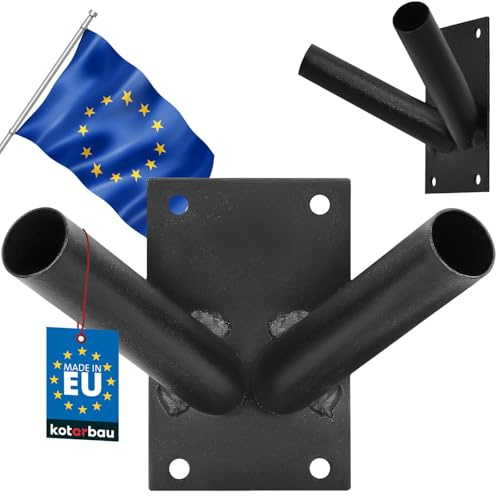 KOTARBAU® Support de Drapeau à 2 vis - Support Mural - Noir - 70 x 110 mm
