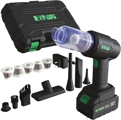 BUNIK Aspiradora de Coche potente 21000Pa - Aspiradora de Mano sin Cable. 200W de Potencia para el Hogar, ideal como Aspiradora para Pelos de Mascota