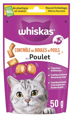 Whiskas Contrôle des Boules de Poils Friandises pour Chats 50g Lot de 6