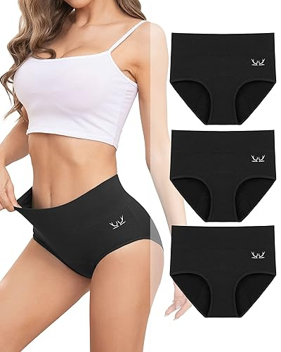 Rdiner Period Pants for Women 60ML Heavy Flow Absorbency Period Underwear Leakproof Extra Protective Menstrual Panties High Waist Postpartum Underwear Menstrual Knickers Pack of 3,HEI,XL Black