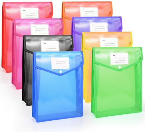 Dokumentenmappe A4, Diealles Shine 8 Stück Dokumententasche A4, Wasserdicht Sammelmappe A4 Kunststoff, Postmappe A4 Schule für Reise Büro Dokument Speicherung