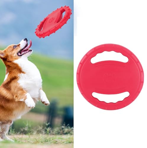 KIMISS Disco volador para perros, juguete flexible con sonido, diseño hueco de 2 lados para razas grandes, ideal para entrenamiento y deportes caninos