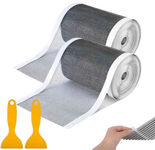 Colador de Desagüe de Ducha, Pegatina Malla Drenaje 12cm x 4m, 2 Piezas Pegatina de Malla Desechable para Desagüe de Ducha con Espátula de Plástico, para Bañera, Balcón, Cocina, Baño