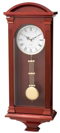 VEVOR Pendeluhr Vintage, 680x260x125 mm, Klassische Wanduhr aus Kiefernholz und MDF mit Quarzwerk, für Wohnzimmer, Schlafzimmer, Heimdekoration und Geschenk (Kirschfarben-Finish)