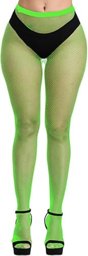 XIABYAYU Bas Résille Sexy, Bas Résille Fluo, Collant Fluo Femme, Bass Résilles Femme Sexy, Collants Taille Haute Idéal pour Les Carnavals, Halloween Et Les Fêtes/Vert