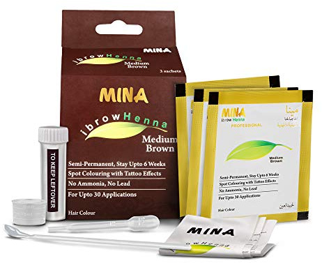 Mina ibrow Hair Color Medium Brown|Natural Spot coloring Hair Tinting Powder, Water and Smudge Proof | No Ammonia, No Lead with 100% Gray Converge|Vegan and Cruelty free