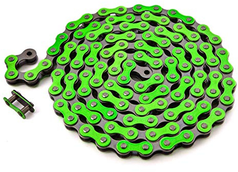 KHE BMX/FIXIE Kette 1/2 x 1/8 112 Glieder Links nur 385g mit Kettenschloss I4 - viele Farben (grün)