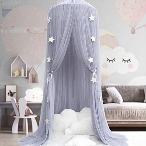 Kinder Betthimmel Babybett Baldachin Prinzessin Moskitonetz Kindergarten Spielzimmer Dekor Kuppel Premium Garn Netting Vorhänge, Grau
