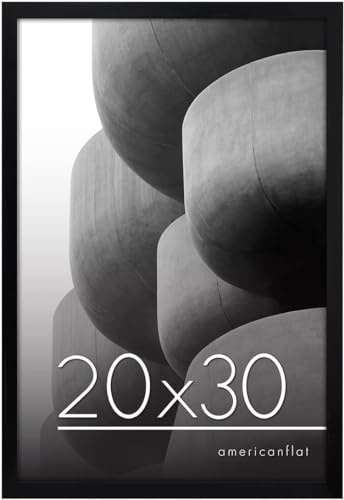Americanflat 20x30 Poster Frame with Polished Plexiglass - Streamline Collection - Thin Border Picture Frame for Wall Display - Hanging Hardware Included - Black