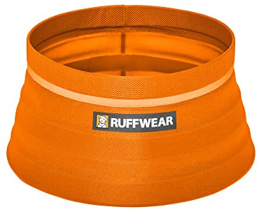 RUFFWEAR Bivy Collapsible Dog Bowl, Collapsible Lightweight Travel Dog Water Bowl & Pet Food Bowl, Foldable Travel Pet Bowls for Dogs & Animals, Waterproof Packable Design, Orange