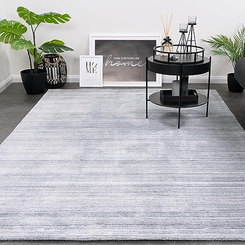 Consilio Concept 160 x 230 Teppich Wohnzimmer Grau Natur Wolle modern Wohnzimmerteppich Melange dezent Feng Shui Luxus Zertifiziert Made in Germany Design Manufaktur Markenteppich Oeko TEX