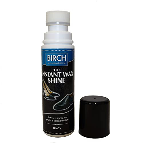 BIRCH Elite Instant Wax Shine Shoe Polish Instant Shine Liquid Shoe Boot Paste - For Smooth Leather Work, Casual and Dress Shoes (Black)