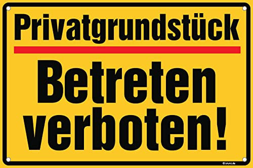 immi 1St. Privatgrundstück - Betreten verboten, Schild (gelb), Hartschaum, 30x20cm