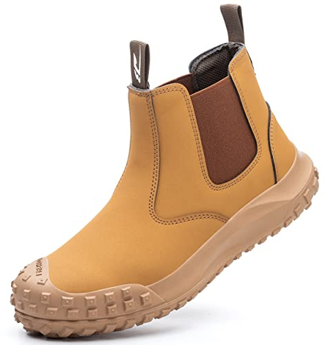 Dajingkj Chelsea Bottes de travail pour homme et femme Chaussures de soudeur Chelsea Bottes de sécurité imperméables pour soudeurs, jaune, 42 EU