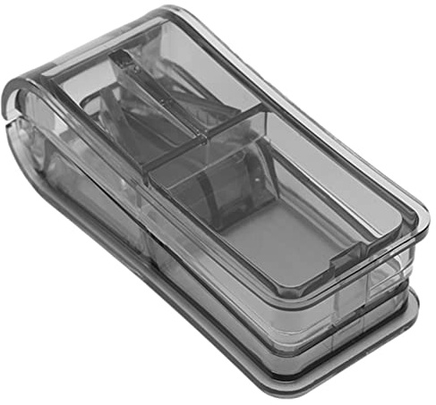 Yajimsa Caja Pastillas, Cortador Pastillas portátil 2 en 1 Contenedor Almacenamiento Transparente, Divisor píldoras con Tapa Sellado Ahorro Espacio Inofensivo