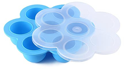 ZLKSKER Stampo in silicone per uova da 5, 6, 8 qt, pentola a pressione, contenitore per alimenti con coperchio, vassoio congelatore (silicone/piccolo)