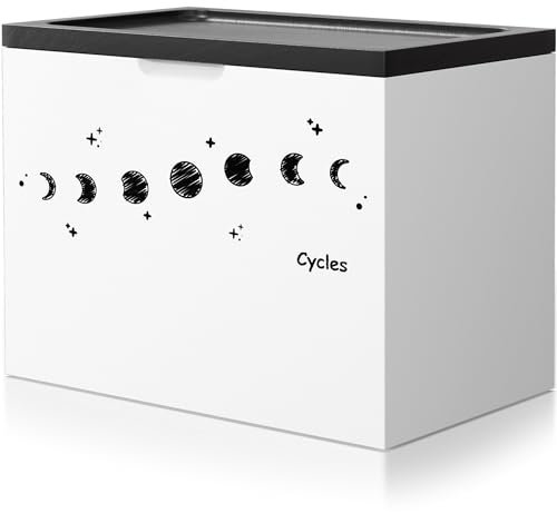 YIKIBOX Tampon Holder Storage for Bathroom with Tray Lid,Feminine Product Organizer,Wood Tampon Container Box,Essentials for Women,Thoughtful and Practical Gifts for Women(White)