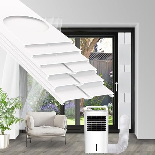 FASCINATDECO Kit Fenêtre Climatiseur Mobile, Kit Calfeutrage Climatiseur pour Porte Fenêtre, Kit Calfeutrage Fenetre Climatiseur Mobile avec Adaptateur de Tuyau (Ø15cm, 43-229cm)