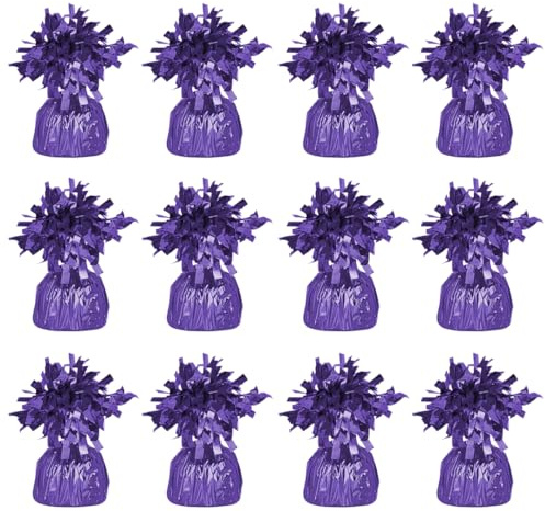 PARTYRAMA.CO.UK Purple Foil Helium Balloon Weights 195gr - Pack of 12 - Durable & Colourful Weights for Birthdays Parties, Events & Celebrations - Perfect Balloon Weight Holders - Pack of 12