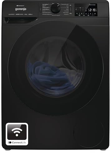 Gorenje WPNEI84A1DTSB Waschmaschine mit Dampffunktion/ConnectLife / 8Kg / 1400 U/min / 15 Programme/Totaler AquaStop/Wave Active Trommel/ExtraHygiene/PowerWash/Schnell Waschgang/EEK: A-10%