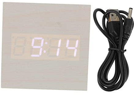 HOLIDYOYO Reloj Despertador Digital de Madera LED Pantalla Dual Función Anti- de Voz Reloj de Noche Silencioso para Oficina y Dormitorio Decoración Moderna