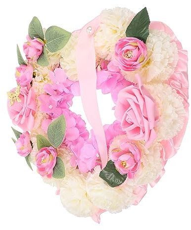 Cabilock 1 Ensemble Couronne commémorative Couronne de Pierre tombale couronnes de Fleurs funéraires Couronne Artificielle funéraire Couronne Artificielle de la Saint-Valentin Polyester