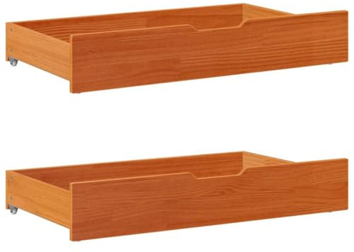 GCHDHAPB Cassetti Sotto-Letto 2 pz Marrone Cera 90x55x17 cm Legno Massello Pino