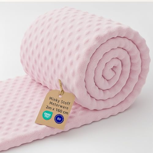 Tela minky por metros 2 M - Tejido suave para costura patchwork decoracion Ideal para ropa mantas colchas cojines accesorios y manualidades de costura DIY Oeko-Tex Rosa