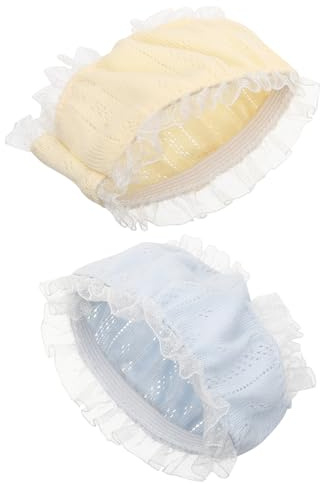 FUNNETOYU Pañales Reutilizables para Muñecas Encaje Azul y Amarillo, Ropa Interior de Tela para Muñecas Infantiles, Set de 2 Bragas Pequeñas para Niñas, Accesorios para Juego y Manualidades