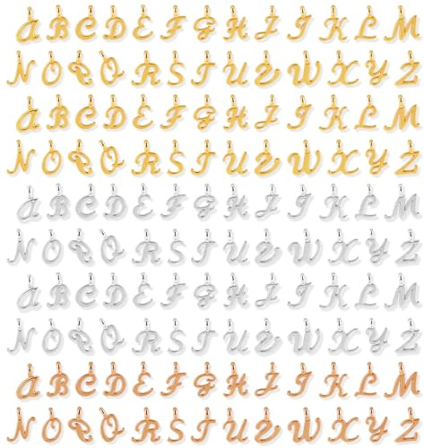 Mikovivi 130 Pezzi / 5 Set Ciondoli Lettere ABC, Mini Alfabeto A-Z Ciondoli Lega di Zinco Bracciale Collana per la Creazione di Gioielli DIY (Tono Oro, Tono Argento, Colore Oro Chiaro)